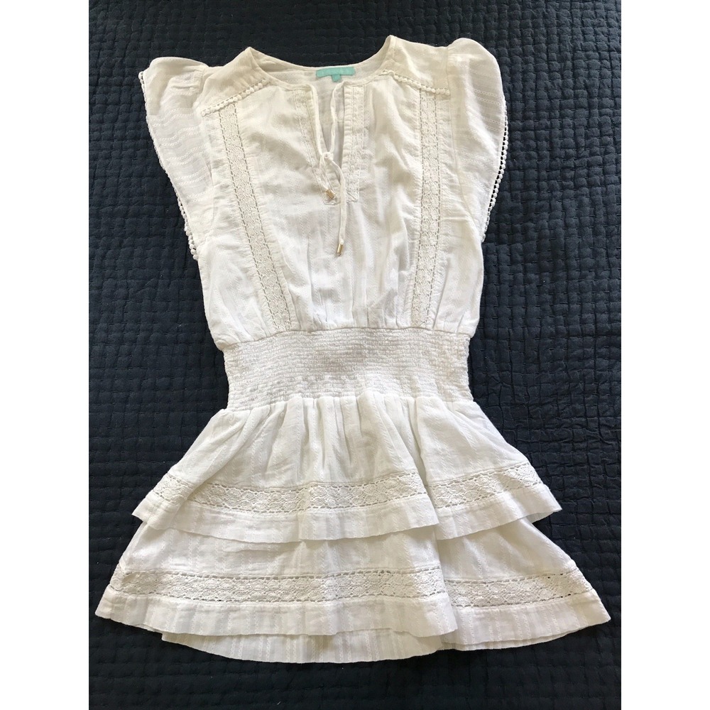 Melissa Odabash White Cotton Eyelet Dress Womens Sz L Lace Cotton Cover Up